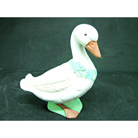Unknown Other - Vintage Ceramic White Duck Salt Pepper Shaker Decorative Flowers 3.5x3" Single